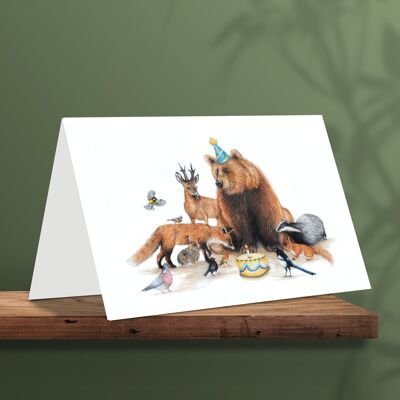 Geburtstagskarte Bär, Happy Bear Day!, Tierkarten, lustige Grußkarte, Blankokarte, Einladungskarte, 12,3 x 17,5 cm