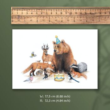 Carte d'anniversaire ours, Happy Bear Day !, cartes d'animaux, carte de vœux amusante, carte vierge, carte d'invitation, 12,3 x 17,5 cm 3