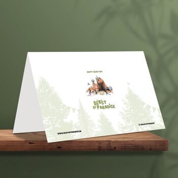 Carte d'anniversaire ours, Happy Bear Day !, cartes d'animaux, carte de vœux amusante, carte vierge, carte d'invitation, 12,3 x 17,5 cm 2