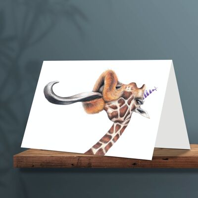 Carte d'anniversaire girafe, cartes d'animaux, carte de vœux amusante, carte vierge, carte de fête, invitation, 12,3 x 17,5 cm