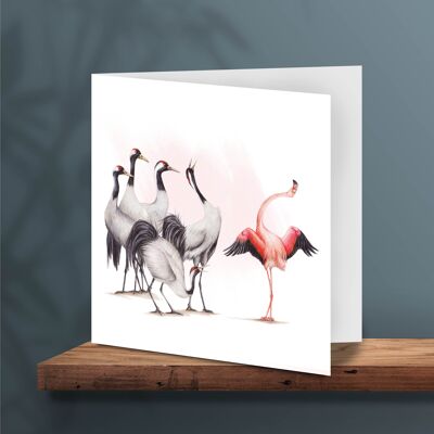 Carte de vœux flamant rose et grues, cartes d'animaux, carte d'anniversaire amusante, carte vierge, carte de bonne chance, cartes de passage, carte You Are Special, 13 x 13 cm, Show Off