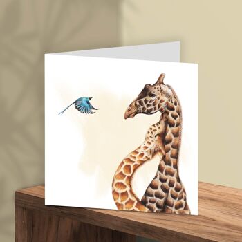 Carte de vœux girafe, cartes d'animaux, carte d'anniversaire amusante, carte vierge, carte de Saint-Valentin, 13 x 13 cm, carte d'amour, Saint-Valentin 1