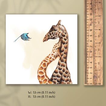 Carte de vœux girafe, cartes d'animaux, carte d'anniversaire amusante, carte vierge, carte de Saint-Valentin, 13 x 13 cm, carte d'amour, Saint-Valentin 3