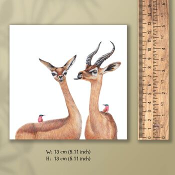 Carte de vœux Girafe Gazelle, Cartes d'animaux, Carte d'anniversaire drôle, Carte vierge, Just Like This Card, 13 x 13 cm, Throw a Kiss 2