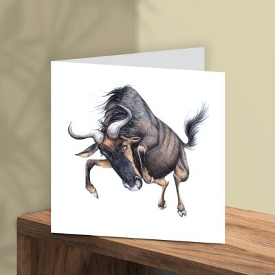 Grußkarte Gnus, Gnus, Tierkarten, lustige Geburtstagskarte, leere Karte, genau wie diese Karte, 13 x 13 cm, Beast Feast