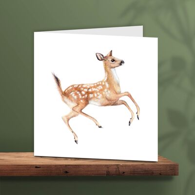 Greeting Card Deer, Animal Cards, Funny Birthday Card, Blank Card, Baby Shower Card, 13 x 13 cm, Easter Card, Spring Cards, Frolic Around