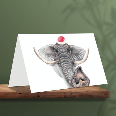 Christmas Card Elephant, Animal Cards, Funny Greeting Card, Blank Card, Holiday Card, Cute Christmas Cards, 12.3x17.5cm