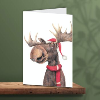 Carte de Noël Orignal, Cartes d'animaux, Carte de vœux amusante, Carte vierge, Carte de vacances, Cartes de Noël mignonnes, 12,3 x 17,5 cm 1