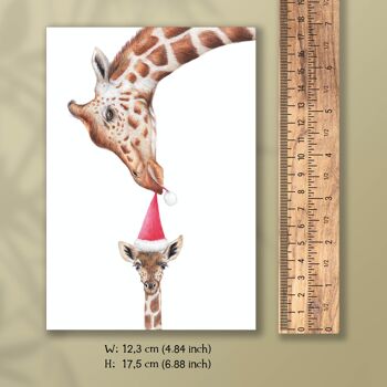 Carte de Noël girafe, cartes d'animaux, carte de vœux amusante, carte vierge, carte de vacances, jolies cartes de Noël, 12,3 x 17,5 cm, n'oubliez pas votre chapeau 2