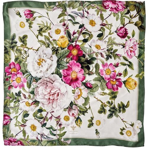 Silk scarf - Rose Flower Garden JL - Rose/green 50 cm