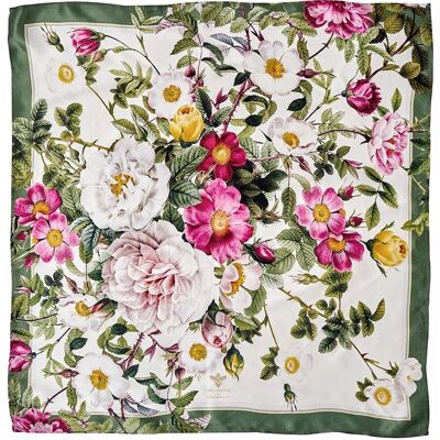 Foulard en soie - Rose Flower Garden JL - Rose/vert 50 cm