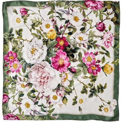 Pañuelo de seda - Rose Flower Garden JL - Rosa/verde 50 cm