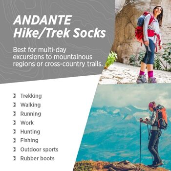 Chaussettes de randonnée Andante I | Chaussettes de randonnée homme & femme en alpaga, bambou & mérinos - LILA I ANDINA OUTDOORS 5