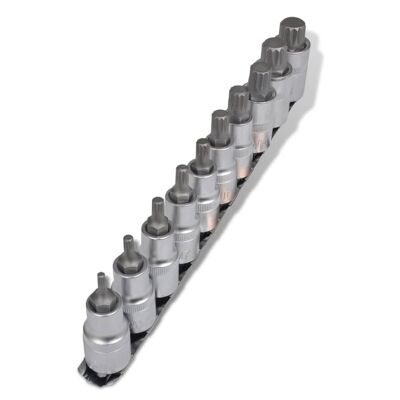 12-point socket wrench bits on strip (10 pieces)