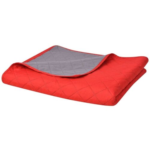 131556 Homestoreking Double-sided Quilted Bedspread Red and Gr