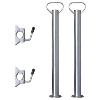 2 tubes support avec 2 colliers pour roue jockey 48 mm