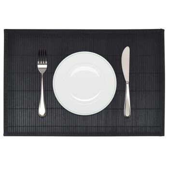 242109 6 Sets de Table Bambou 30 x 45 cm Noir