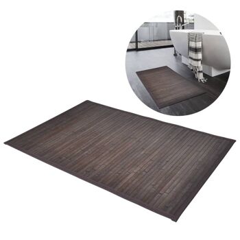 242114 Tapis de bain en bambou 60 x 90 cm Marron foncé