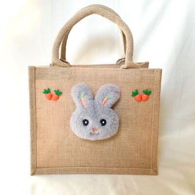 Very soft gray Rabbit tote bag