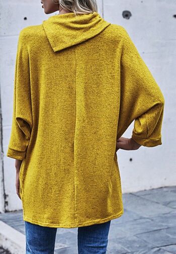 Pull Asymétrique à Col Boutonné-Jaune 4