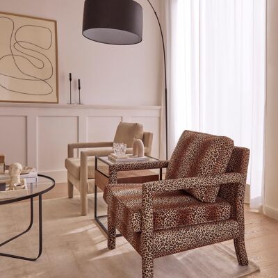 Claudette armchair, velvet, leopard print, 80x75x65 cm