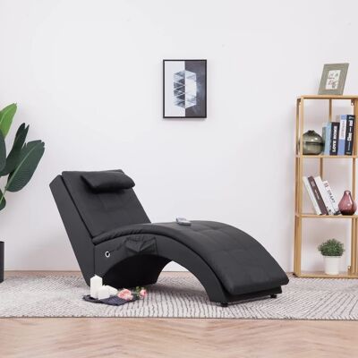 281344 Homestoreking Massage Chaise Longue with Pillow Black F