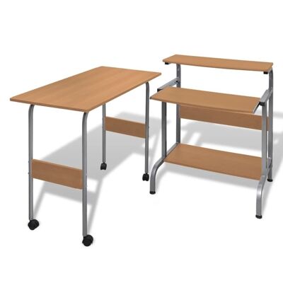 2-piece computer desk set (brown)