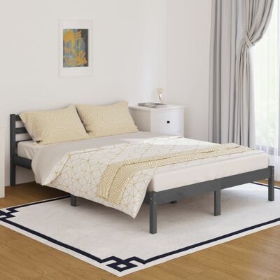 810432 Homestoreking Bed Frame Solid Wood Pine 140x200 cm Grey