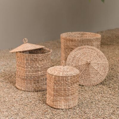basket | Laundry basket with lid GARUT made of water hyacinth (3 sizes)