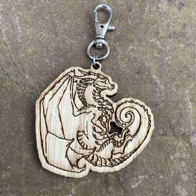 Floating Dragon Engraved Wooden Charm