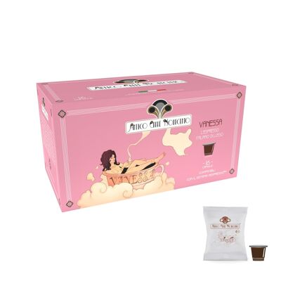 Box of 16 NESPRESSO Compatible Coffee Capsules - Vanessa 100% Arabic Blend - 80 Gr