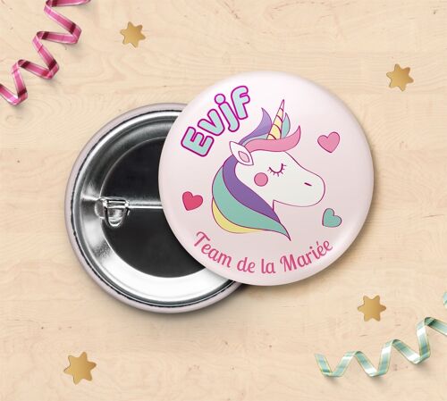 Badge pour EVJF (enterrement de vie de jeune fille) - Licorne