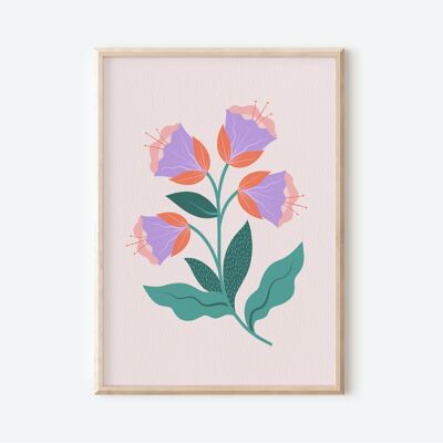Purple Flowers, Floral Art Print