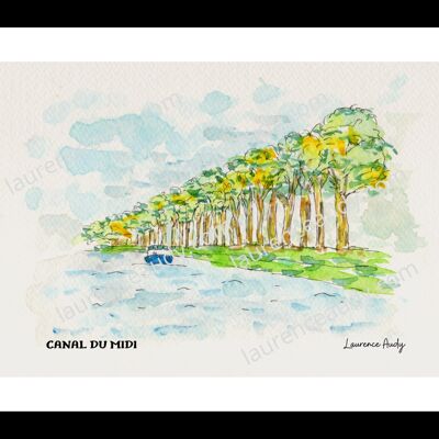 11-CARCASSONNE-CANAL MIDI-WATERCOLOR