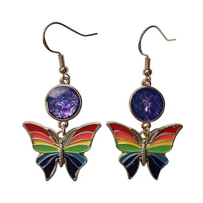 Regenbogen-Schmetterlings-Ohrringe
