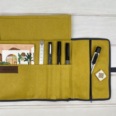 Roll-up case writing accessories - pencil case