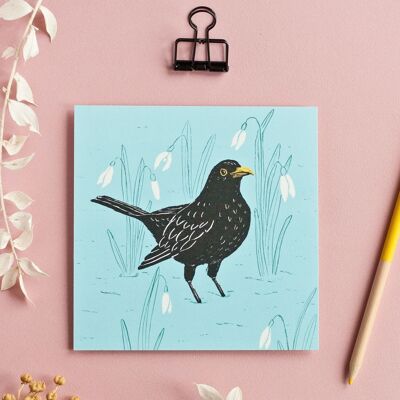 Postcard | Blackbird & Snowdrop