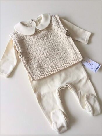 Gilet pour bébé de style armure tricoté à la main biologique 2