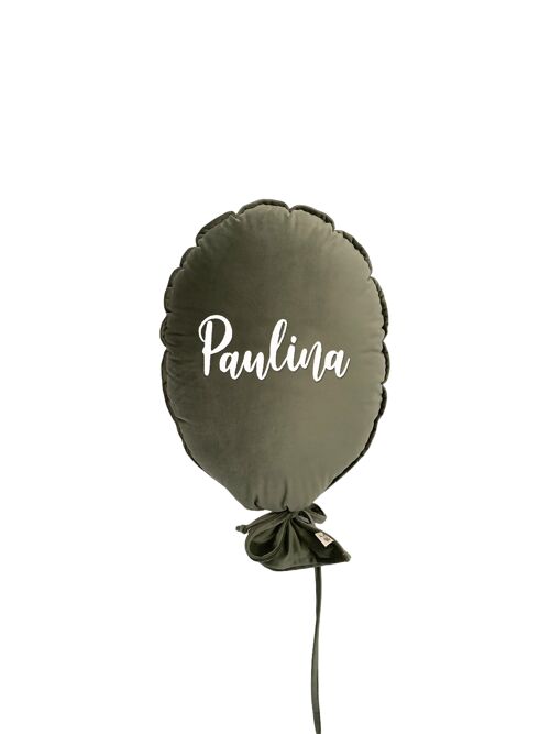 BALLOON PILLOW DELUX FOREST GREEN PERSONALIZED ECRU