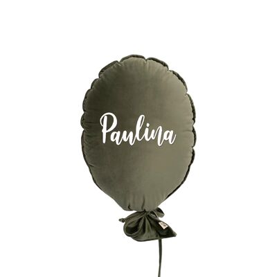 BALLOON PILLOW DELUX FOREST GREEN PERSONALIZED ECRU