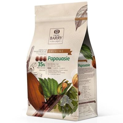 CACAO BARRY - MILCHDECKSCHOKOLADE - 35% KAKAO - URSPRUNG VON PAPUA - 2,5 K - PISTOLEN