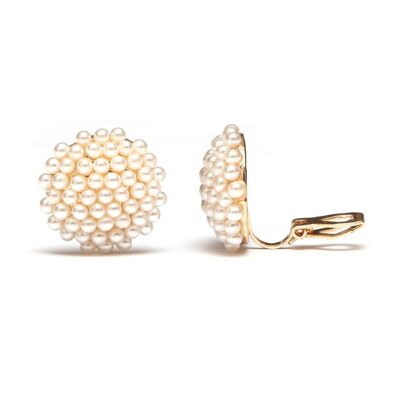 Pendientes de clip perlas pequeñas redondas blancas