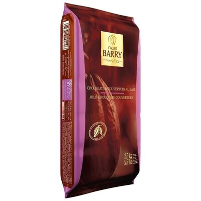 CACAO BARRY - CHOCOLAT DE COUVERTURE AU LAIT - 38% CACAO - LACTEE SUPERIEURE - 2.5KG EN PLAQUE