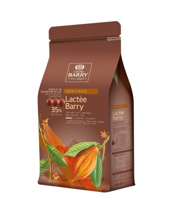 CACAO BARRY - CHOCOLAT DE COUVERTURE AU LAIT- 35% CACAO - LACTEE BARRY - 5K - PISTOLES 3