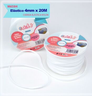 Cordon nylon élastique 4mm x 20M Cordon élastique plat doux. Élastique pour tricot et couture. 1