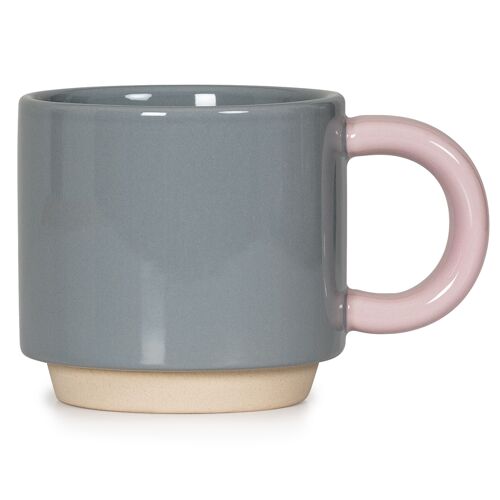 Stacking Skittle Mug - Light Grey & Pink
