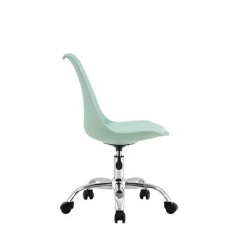 Chaise de bureau pivotante VERTE à roulettes et réglable par Thinia Home 2