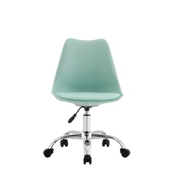 Chaise de bureau pivotante VERTE à roulettes et réglable par Thinia Home 3