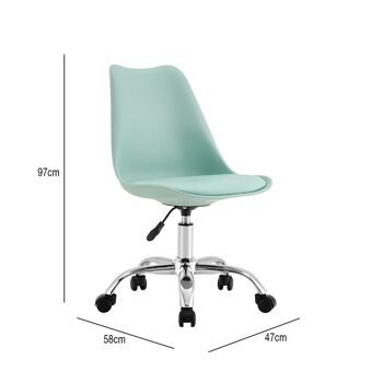 Chaise de bureau pivotante VERTE à roulettes et réglable par Thinia Home 6