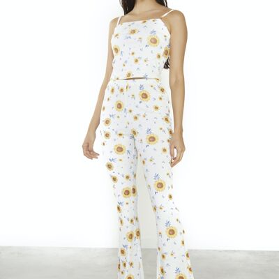 Glamorous high waisted flare pants in sunflower rib - part of a set